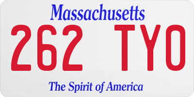 MA license plate 262TY0