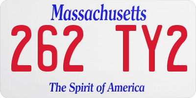 MA license plate 262TY2