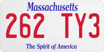 MA license plate 262TY3