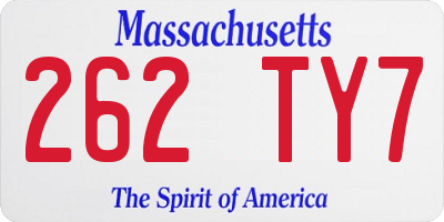 MA license plate 262TY7