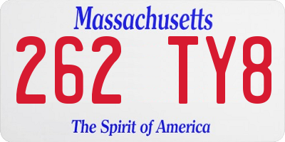 MA license plate 262TY8