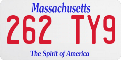 MA license plate 262TY9