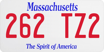 MA license plate 262TZ2