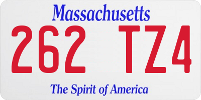 MA license plate 262TZ4