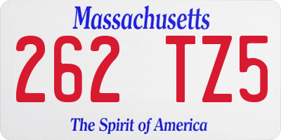 MA license plate 262TZ5