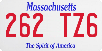 MA license plate 262TZ6