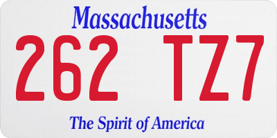 MA license plate 262TZ7