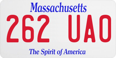 MA license plate 262UA0