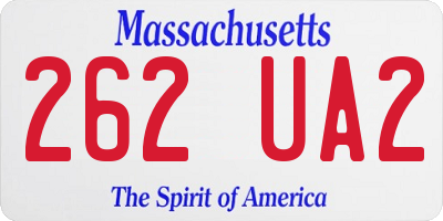 MA license plate 262UA2