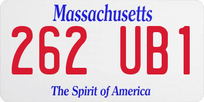 MA license plate 262UB1