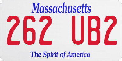 MA license plate 262UB2