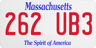 MA license plate 262UB3