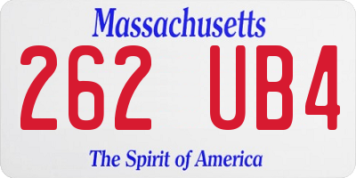 MA license plate 262UB4
