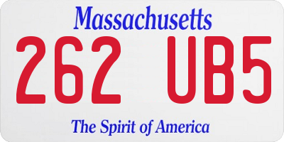 MA license plate 262UB5