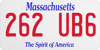 MA license plate 262UB6