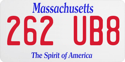 MA license plate 262UB8