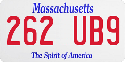 MA license plate 262UB9
