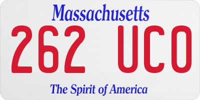 MA license plate 262UC0