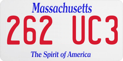 MA license plate 262UC3