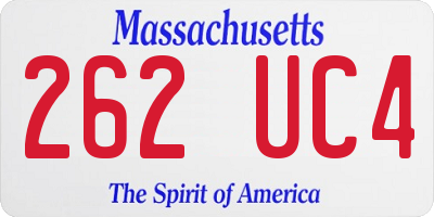 MA license plate 262UC4