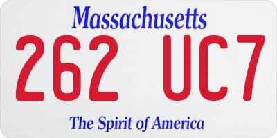 MA license plate 262UC7