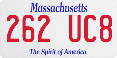 MA license plate 262UC8