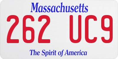 MA license plate 262UC9