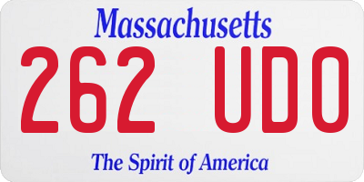 MA license plate 262UD0
