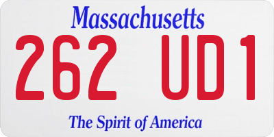 MA license plate 262UD1