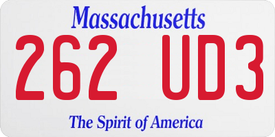 MA license plate 262UD3