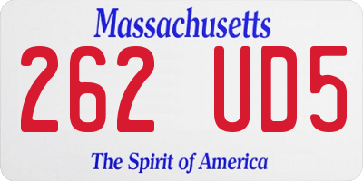 MA license plate 262UD5