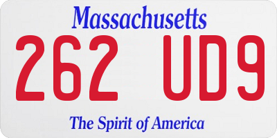 MA license plate 262UD9