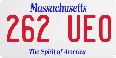 MA license plate 262UE0