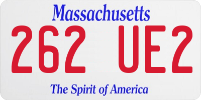 MA license plate 262UE2