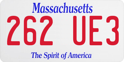 MA license plate 262UE3