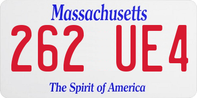 MA license plate 262UE4
