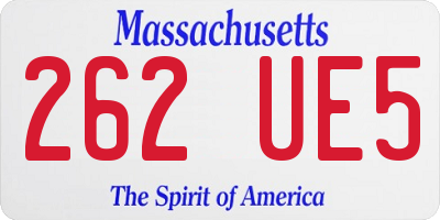 MA license plate 262UE5