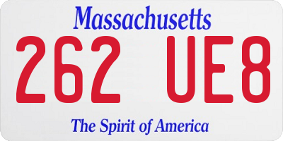 MA license plate 262UE8