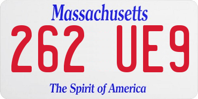 MA license plate 262UE9