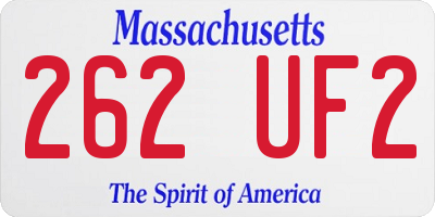 MA license plate 262UF2