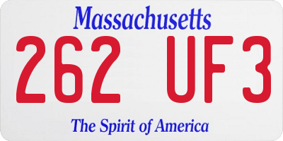 MA license plate 262UF3