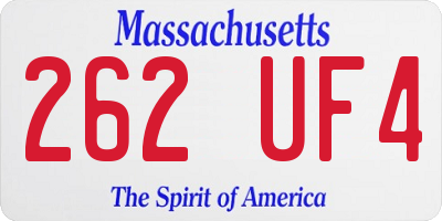 MA license plate 262UF4
