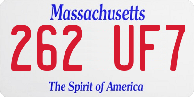 MA license plate 262UF7