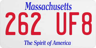 MA license plate 262UF8
