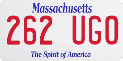 MA license plate 262UG0