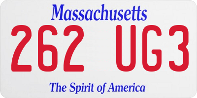 MA license plate 262UG3