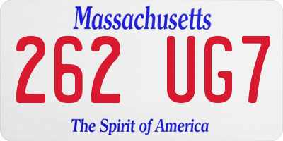 MA license plate 262UG7