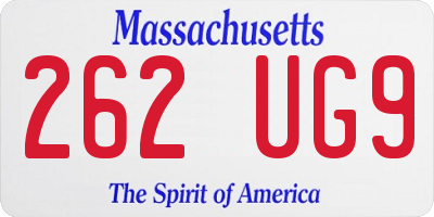 MA license plate 262UG9