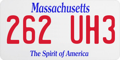 MA license plate 262UH3