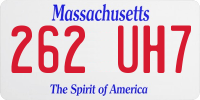 MA license plate 262UH7